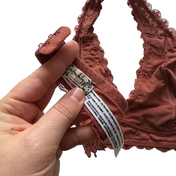 Free People Intimately MEDIUM Rust Red Lace Halter Bralette - Picture 3 of 5